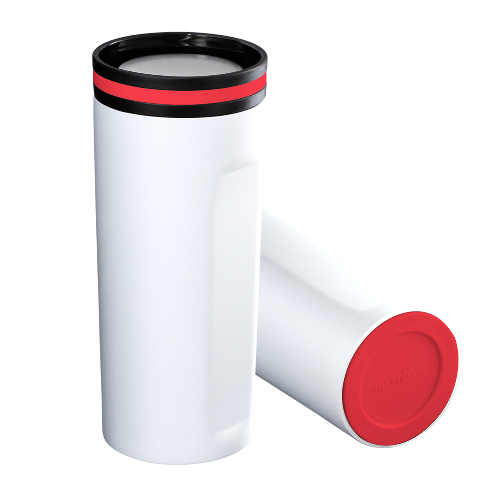 Thermobecher RETUMBLER-mySTEELONE - rot, silber, weiß