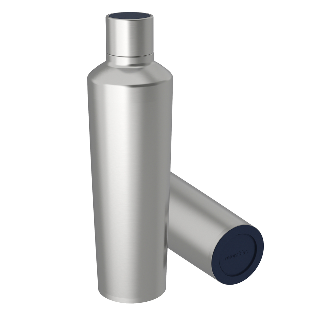 Thermotrinkflasche RETUMBLER-myDRINQEO 770 - silber, marineblau