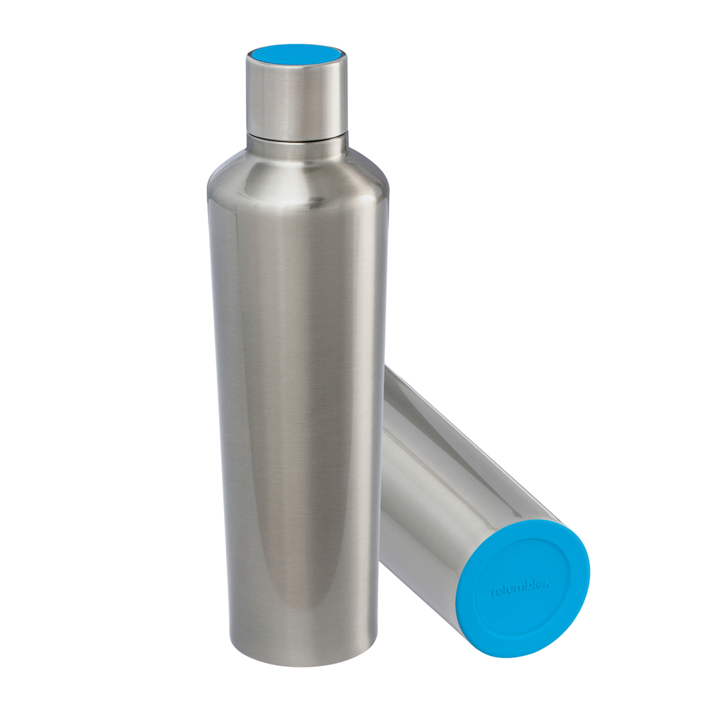 Thermotrinkflasche RETUMBLER-myDRINQEO 770 - cyan, silber