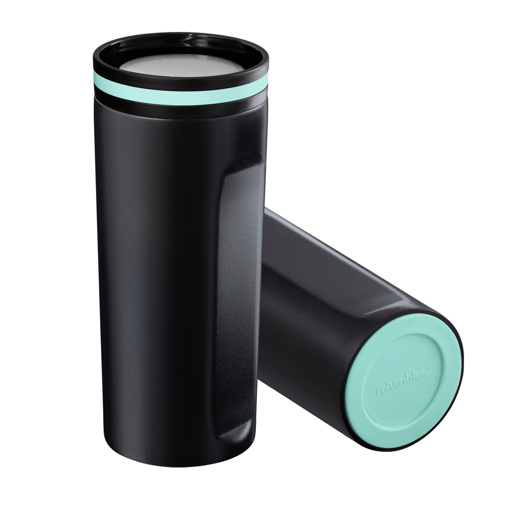 Thermobecher RETUMBLER-mySTEELONE - mint, schwarz, silber, weiß