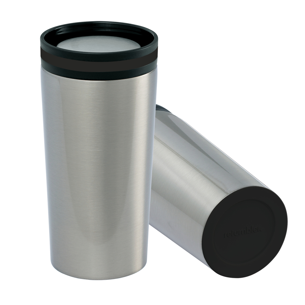 Thermobecher RETUMBLER-myDRINQEO - schwarz, silber