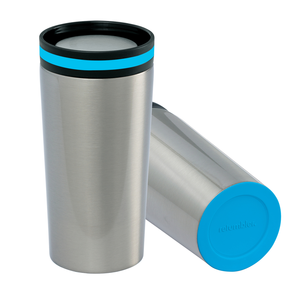 Thermobecher RETUMBLER-myDRINQEO - cyan, silber
