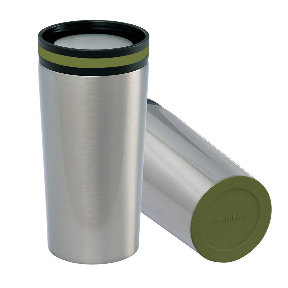Thermobecher RETUMBLER-myDRINQEO - dunkelgrün, olivgrün, silber